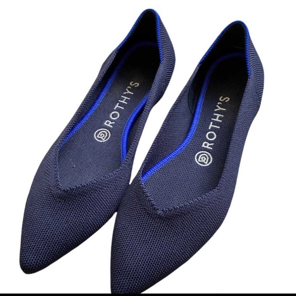 Rothys Blue Black Pointed Toe Points Flats Shoes - image 2